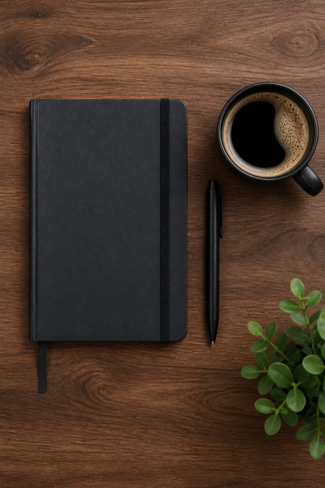 Notebook flat lay