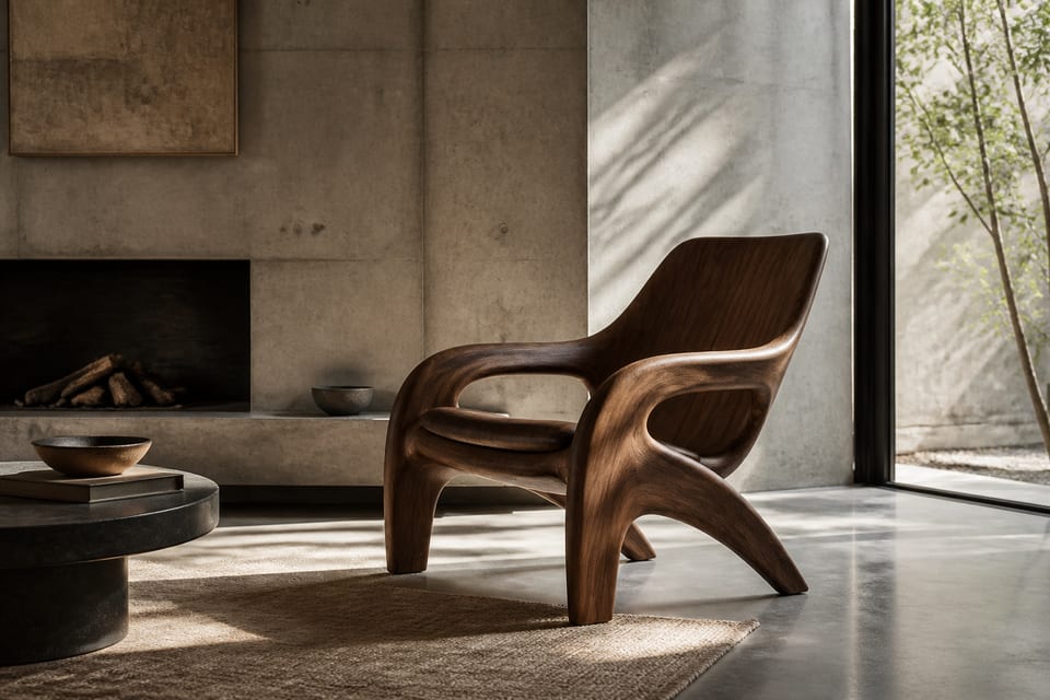 Walnut lounge chair