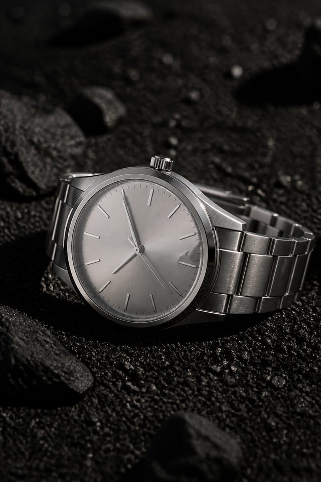 Watch on black sand